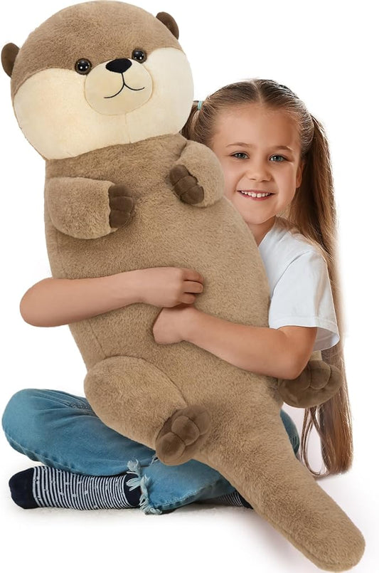 Tezituor 39 inch Giant Otter Stuffed Animal, 3ft Long Otter Plush Body Pillow, Hugging Soft Stuffed Ocean Otter Plush for Sleeping Kids Girlfriend