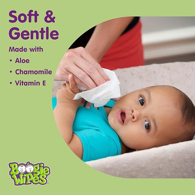 Saline Nose Wipes by Boogie, for Baby & Kids, Face, Hand & Body, Made with Vitamin E, Aloe, and Natural Saline, Grape Scent, 30 Count (Pack of 6)
