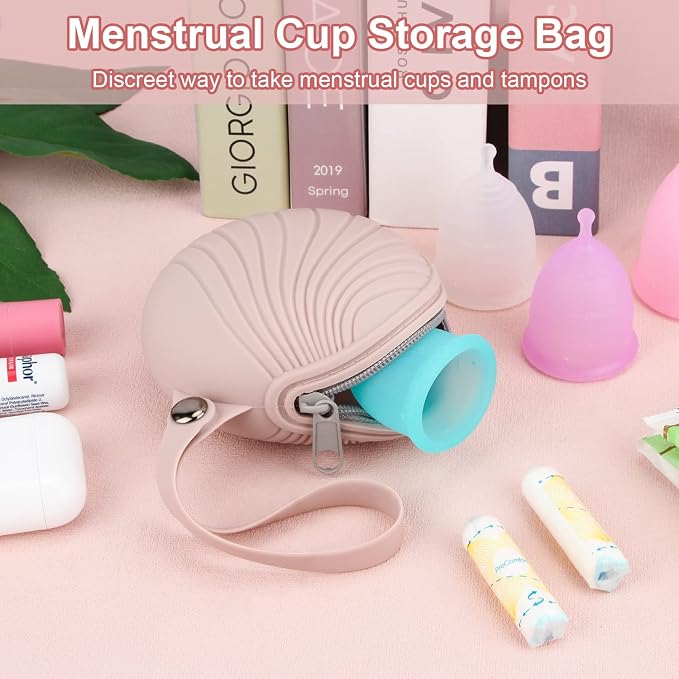 Menstrual Cups Case Storage Bag Travel Period Cup Carrying Pouch Washable Leak-proof Silicone Bag for Menstrual Cup, Tampons, Keys and Other Small Items (Pink)