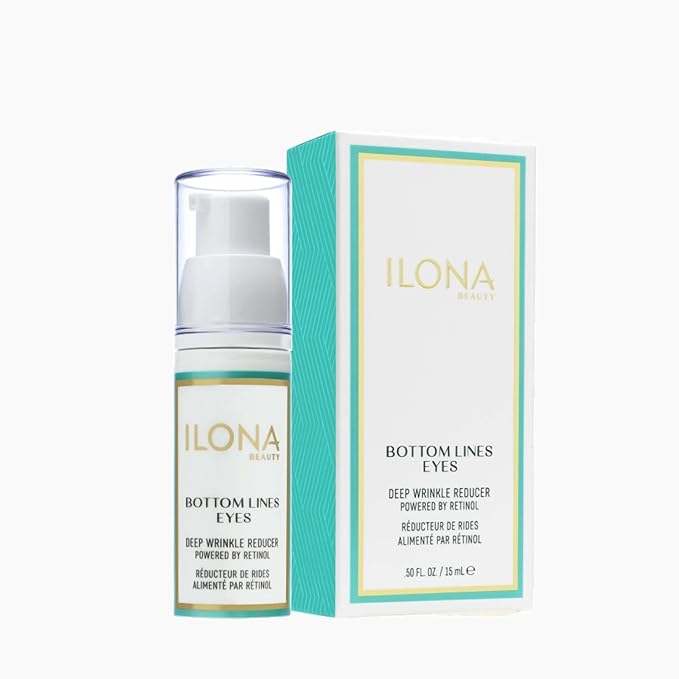 ILONA Bottom Lines Eyes Serum | Deep-Set Wrinkle Smoother | Eye Cream Pre-Treatment Powered by SR+ Retinol | Vitamin C, Yeast, Mushroom, Algae, DNA/RNA Fragments, Botox-Mimicing Peptides | 1.0 oz.