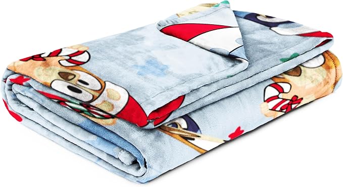 Jay Franco Kids Christmas Plush Throw Blanket – 40 x 50 Inch Soft & Cozy Fleece Throw for Holiday Bedroom & Couch Décor, Official Licensed Product, Blue - Bluey