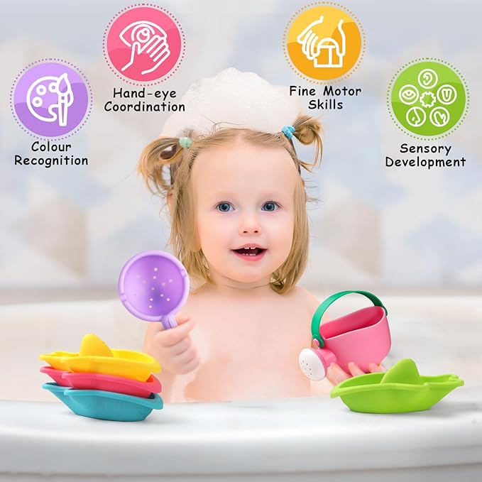 Fajiabao Baby Bath Toys for Kids Ages 1-3 Toddler Bath Toys Mold Free for 12+ Months Bathtub Beach Sand Pool Water Table Toys for 1 2 3 4 5 6 Years Old Girls Boys Gifts (6 PCS)