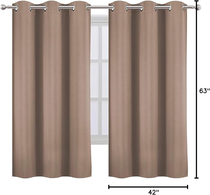 LEMOMO Cappuccino Blackout Curtains 42 x 63 Inch Length/Set of 2 Curtain Panels/Thermal Insulated Room Darkening Blackout Curtains for Bedroom