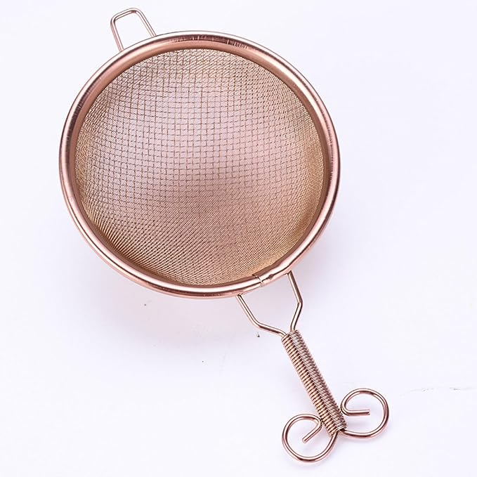 Generic Copper Tea Strainer Mesh Tea Filter Double-layer Tea Drain Household Tea Infuser for Hotel, D