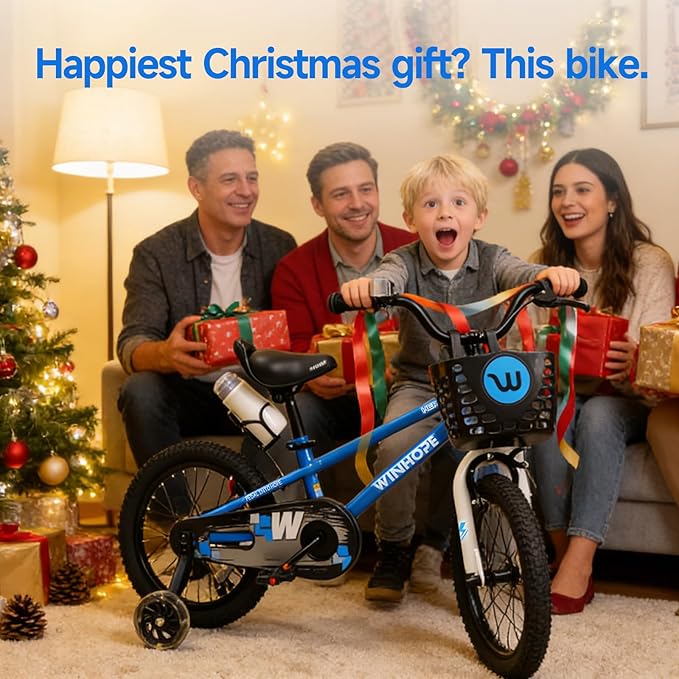 WinHope Kids Bike, 12-18 Inch Toddler Bicycle with Removable Training Wheels and Dual Brakes, Children Bike for Beginner with Adjustable Seat and Headlebar for 2-9 Years Boys Girls, Multiple Colors