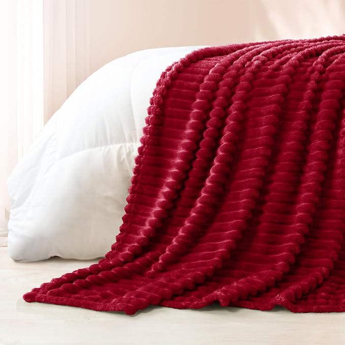 Exclusivo Mezcla Striped King Size Fleece Blanket for Bed, Couch, 90"x104" | Soft Breathable Cozy Bed Blankets, Lightweight Plush Fluffy Fuzzy Jacquard Decorative Blankets