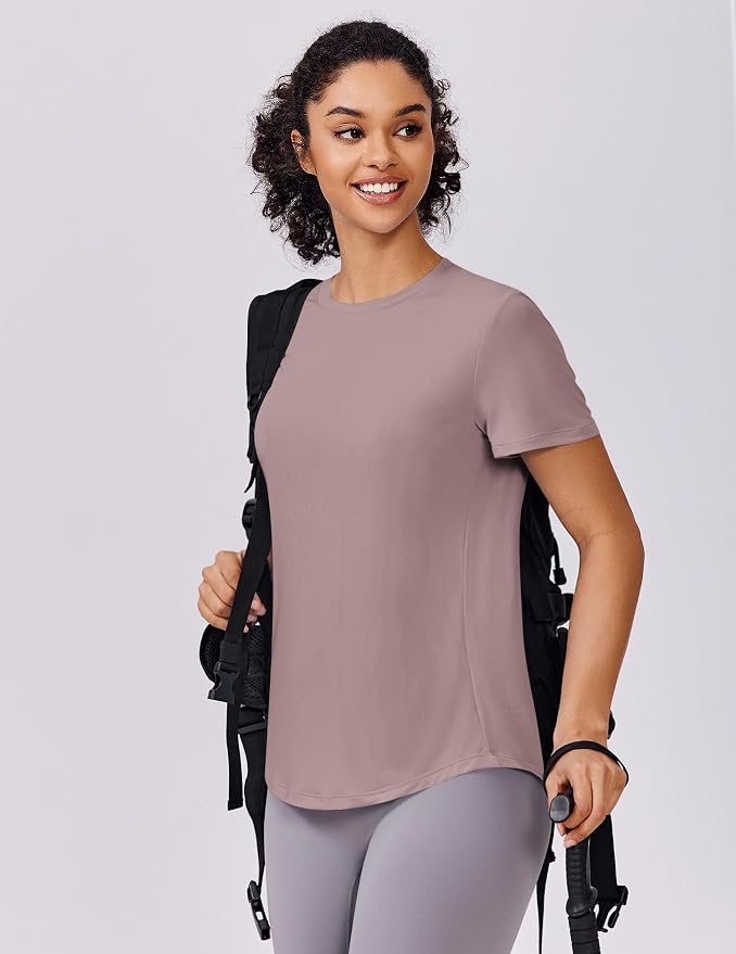 PINSPARK Soft Workout Tops for Women UPF 50+ Sun Protection Shirt Quick Dry Athletic Running Hiking Travel Basic Tee Shirts