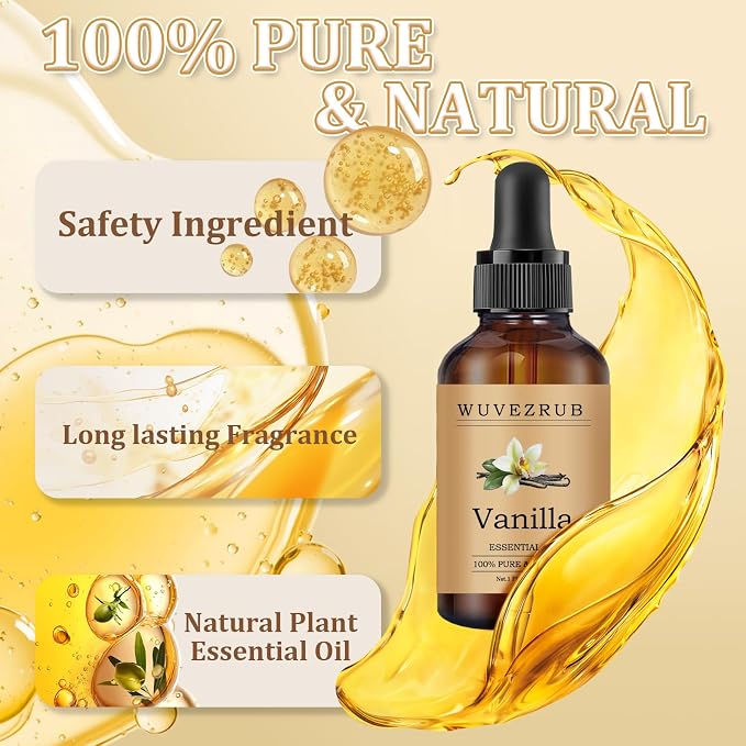 Vanilla Essential Oil 60ML - 100% Pure and Natural Oils for Aromatherapy Diffuser - 2 Fl Oz/Vanilla