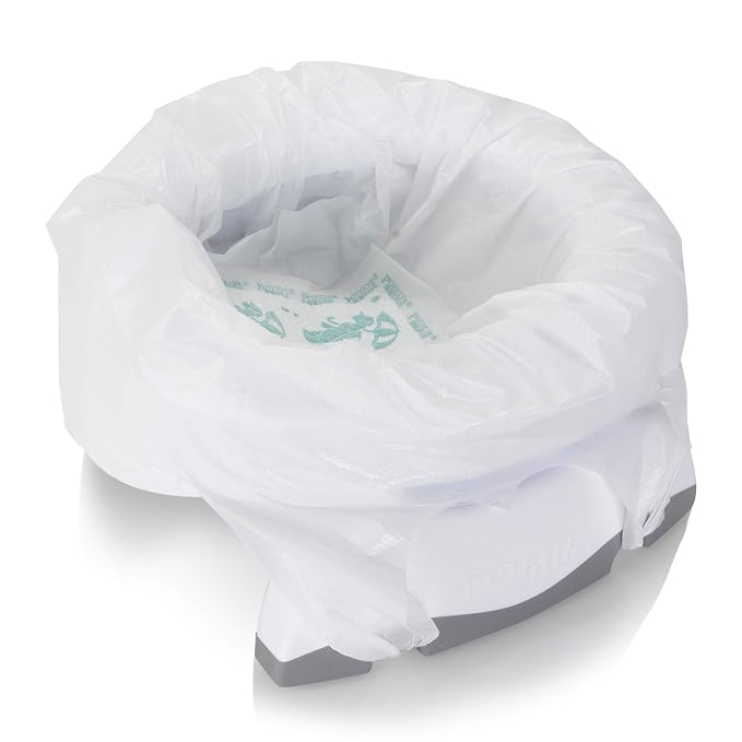 Kalencom Potette Plus Premium 2 in 1 Travel Potty and Toilet Seat Trainer Ring with Built in Pee Guard and Easy-Grip Handles (White/Gray)