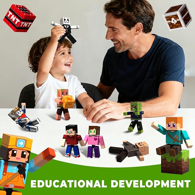 20 PCS Magnetic Blocks with Action Figures– 2025 STEM Magnetic Building Blocks for Kids Christmas, Creative Educational Play Set for Boys & Girls