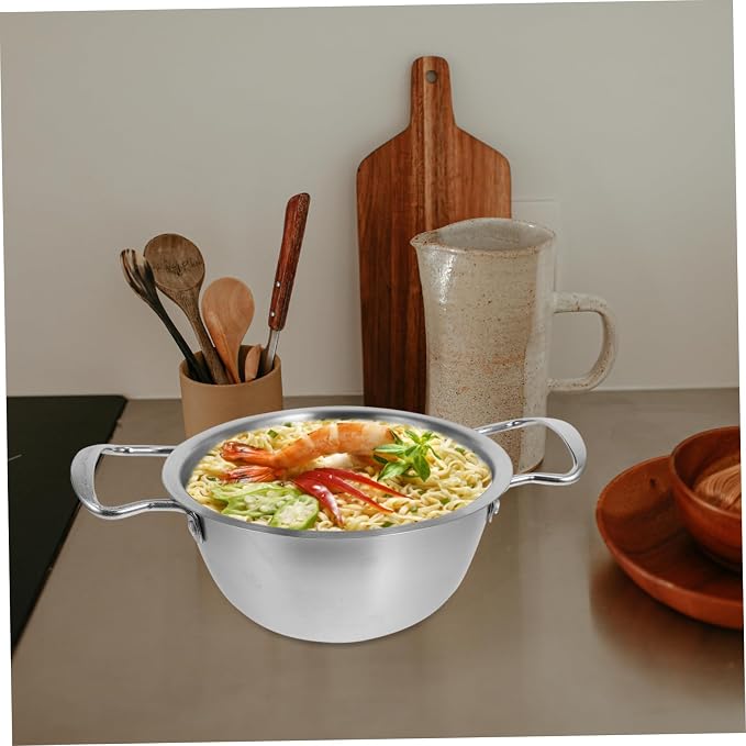 SHOWERORO Korean Ramen Noodle Pot Stainless Steel Soup Pot Dual Handles for Seafood and Pasta Cooking and Easy to Clean for Family Gatherings