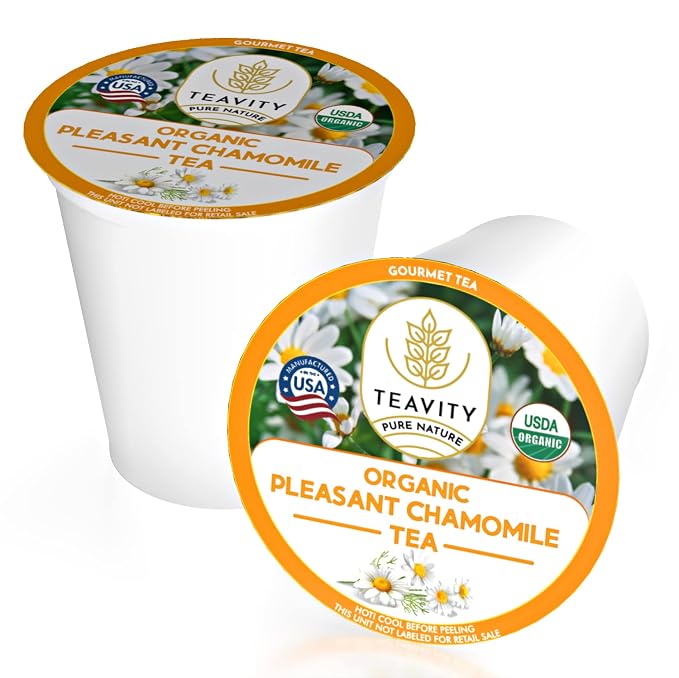 Organic Chamomile Tea Pods for Keurig - Decaf Tea Pods - Pleasant Chamomile by Teavity (12 Count (Pack of 1))