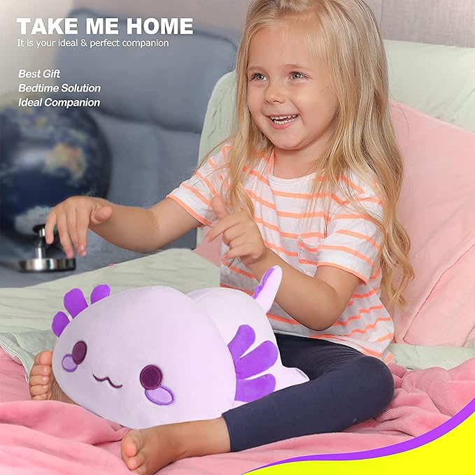 Onsoyours Cute Axolotl Plush, Soft Stuffed Animal Salamander Plush Pillow, Kawaii Plush Toy for Kids (Pruple Axolotl, 13")