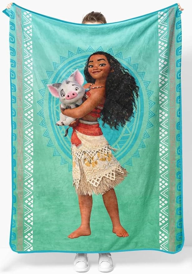 Jay Franco Plush Throw Blanket – 46" x 60" Inches Kids Hero Soft & Cozy Fleece Throw for Bedroom & Couch Décor, Official Licensed Product, Teal - Moana