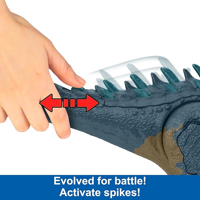 Mattel Jurassic World Ruthless Rampagin Allosaurus Dinosaur Toy, Action Figure with Continuous Chomp Attack & Roar Sounds, Button Activated Evolved Battle Spikes