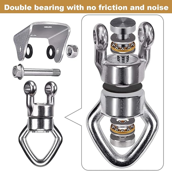 BeneLabel 800LB Capacity Swing Hanger with Bearing Swivel Stainless Steel Ceiling Mount Hanging Kit for Aerial Silks, Swings, Hammocks, Hanging Chair, Heavy Bag