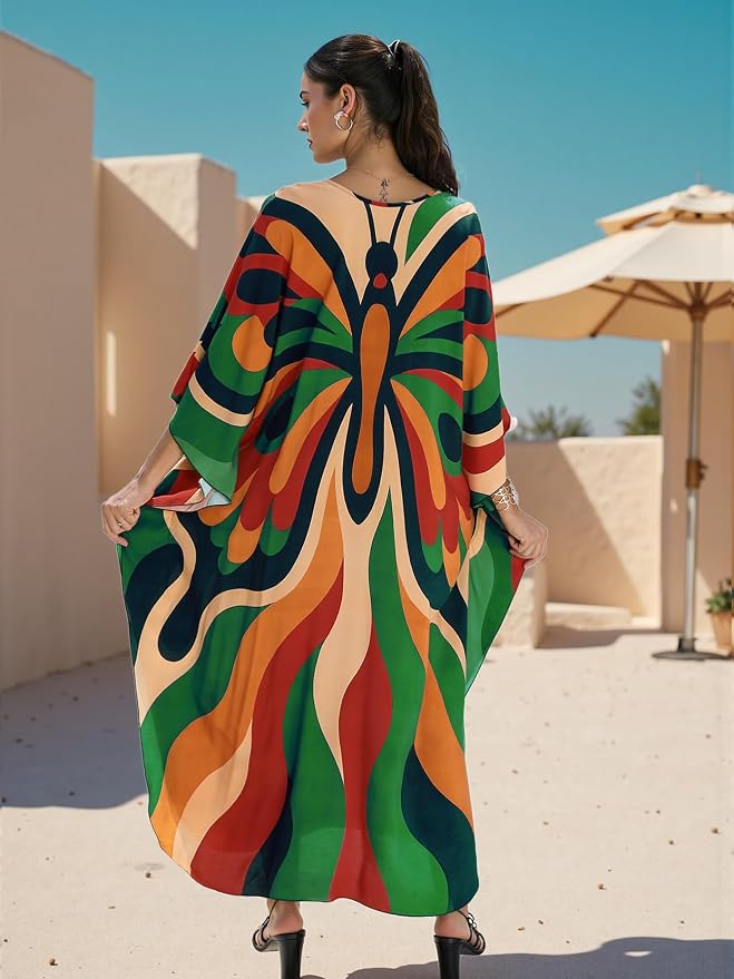 Mumu Dresses for Women Plus Size, Bohemian Kaftan Beach Cover Up Long Maxi Nightgown Soft Loungewear