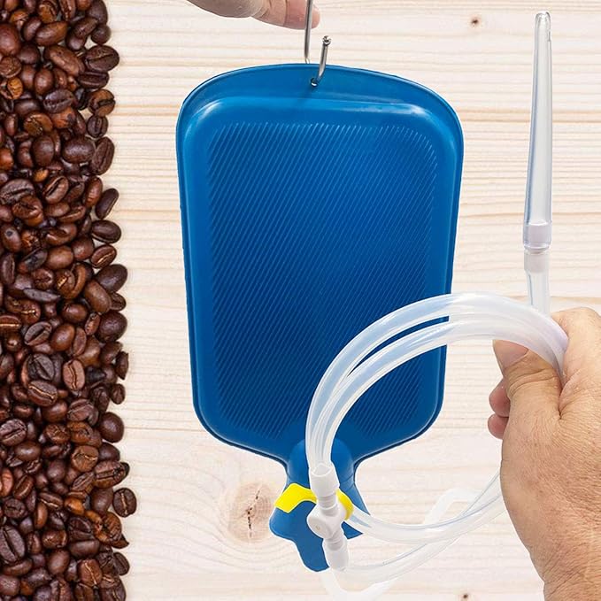 Smokitcen Enema Kit – 2L Enema Bag– 5.0ft. Long Silicone Hose – 5 Multi-Size Reusable Tips – Controlled Water Flow – for Colon Detox Cleanse Enemas