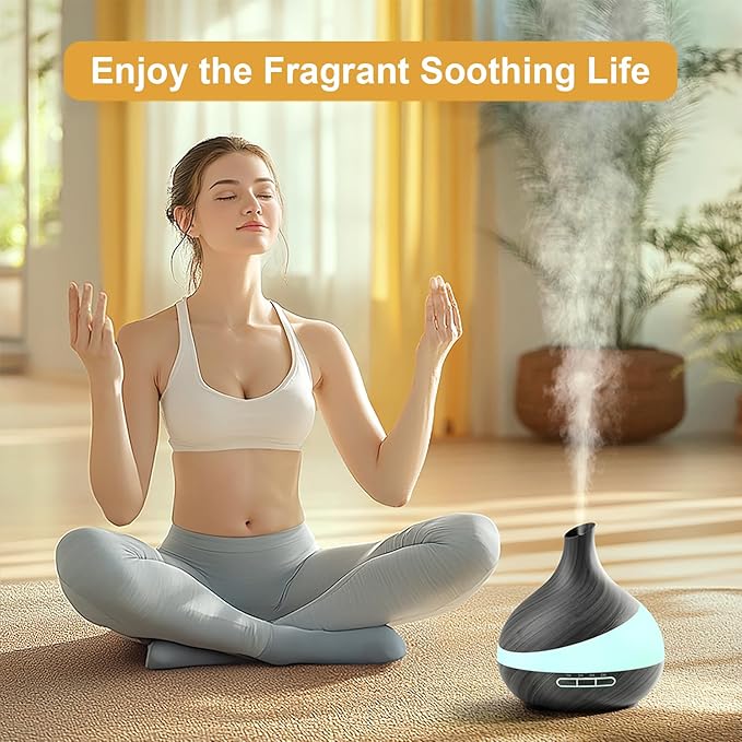 HJTHJT 500ML Essential Oil Diffuser: Aroma Diffuser with Remote Control for Hotel Spa Yoga Room - Humidifier with 14 Colors LED Night Light for Bedroom Home Relaxation