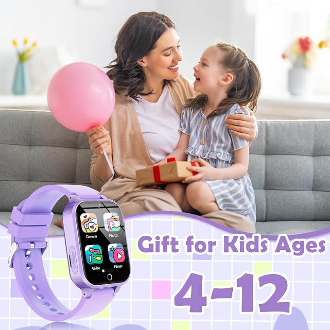 Kids Games Watch, with 26 Puzzle Games, Touch Screen, HD Camera, Alarm Clock, Toys for Ages 4-12 Years Old.Birthday Gift for Boys Girls (Purple)