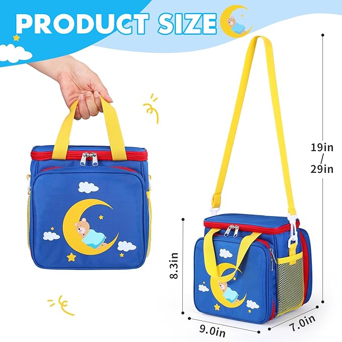 Carrying Case Compatible with Little Tikes Story Dream Machine Books Starter Set and Accessories,Portable Storage Bag for Story Books and Character with Handle and Shoulder Strap (Blue)