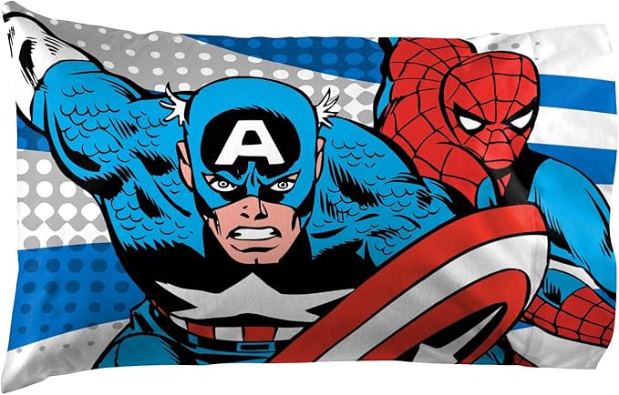 Jay Franco Kids Sheet Set with Fitted, Flat Sheets & Pillow Cover - Ultra-Soft Bedding with Pillowcase for Room Decor, White - Avengers, 3 Piece Twin