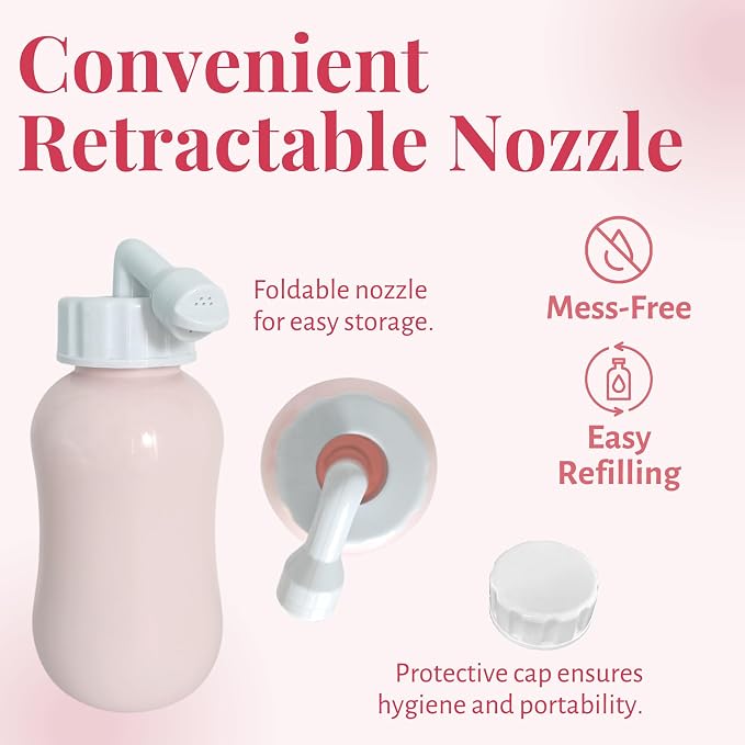 Adorable Pink Peri - Peri Bottle After Birth Care for Postpartum Essentials Feminine Pink Portable Bidet Water Squeeze Spray Bottle for Pain Relief tears Hemorrhoids with Bottle Cap 360 ml (12 oz)