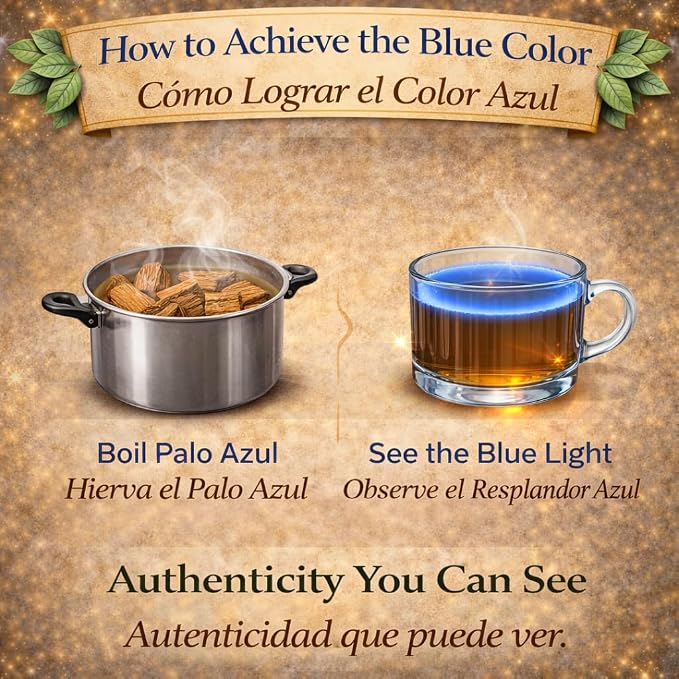 Palo Azul Herbal Tea (4 oz / 113g) – Authentic Kidneywood (Eysenhardtia polystachya) – Visual Blue Fluorescence Infusion – Wildcrafted, 100% Natural, Non-GMO – Makes 40+ Cups – by BEXPERTSUSA