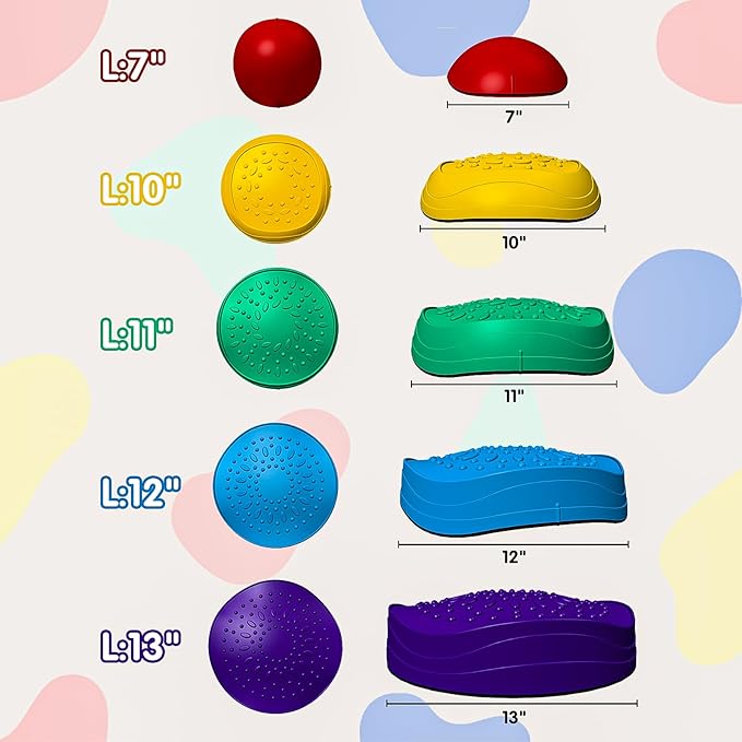 Stepping Stones for Kids,5Pcs Non-Slip Plastic Balance,Stepping Stones for Toddlers Ages 3 4 5 6 7 8 Years,Children's Coordination Skills Obstacle Courses Sensory Toys for Toddlers