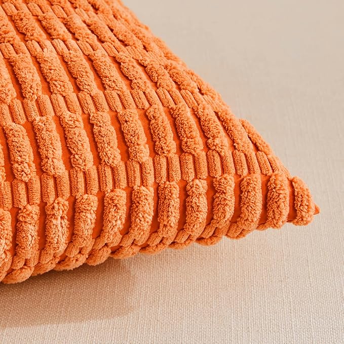 Fancy Homi 4 Packs Decorative Throw Pillow Covers for Living Room Couch Bed, Modern Farmhouse Boho Home Décor Accent Cushion Case, 24" x 16", Orange
