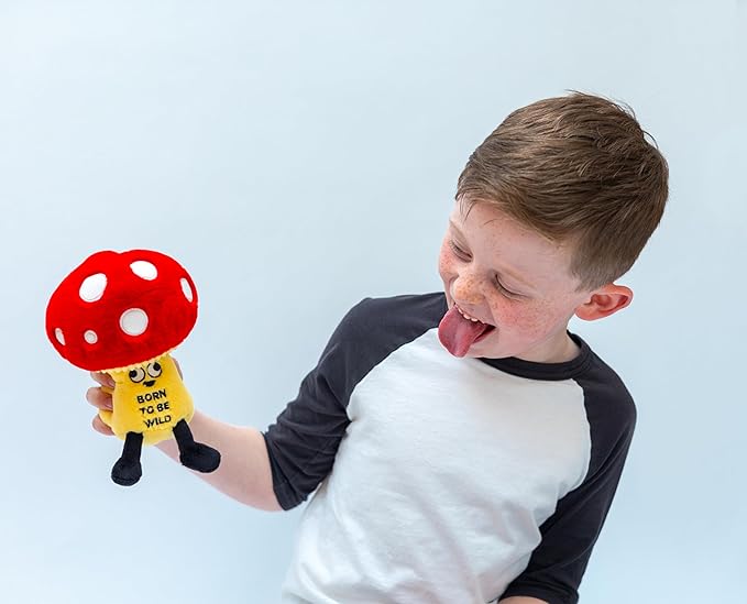 Mushroom Plushie - Born to Be Wild Funny Mushroom Plush, Cute Plushie Gift for Kids