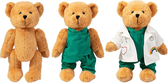HollyHOME Doctor Bear Stuffed Animal Plush Teddy Bear in Scrubs and White Coat Gifts for Doctors Students and Kids 10 Inch