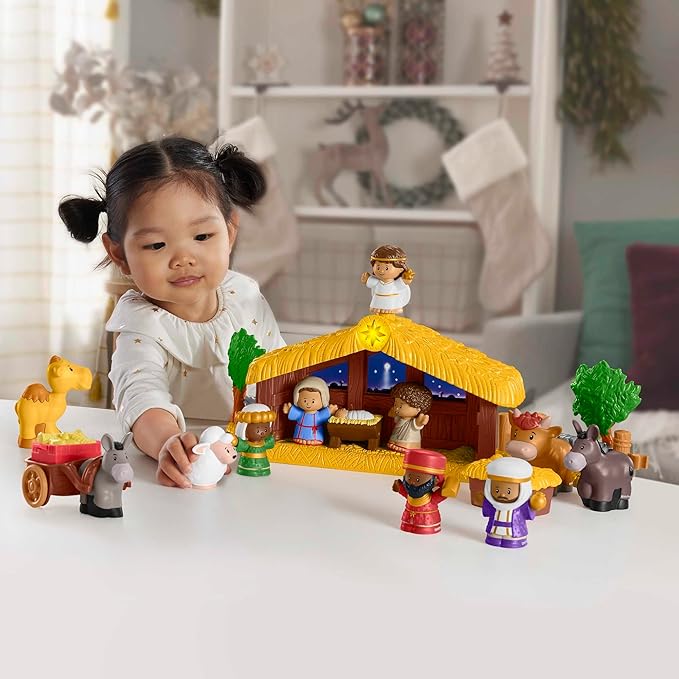 Fisher-Price Little People Toddler Toy Nativity Set with Music Lights & 18 Pieces for Christmas Pretend Play Kids Ages 1+ Years