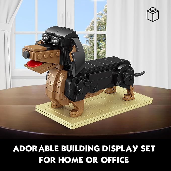 KAZI Dachshund Dog Building Toy Set,Adorable Dogs Figures for Girls Age 8-12,Gift Idea for Dog Lovers,Puppy Model for Kids Who Love Animals,Party Favors