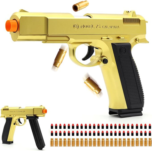 Gold Toy Pistol Guns Toys for 8 9 10 11 12 13+ Year Old Boys Kids, Sports & Outdoor Play Toys Gun with Soft Bullet & Shell Ejecting, Fidget Toy Guns for Boys 8-12, Kids Gifts for Birthday