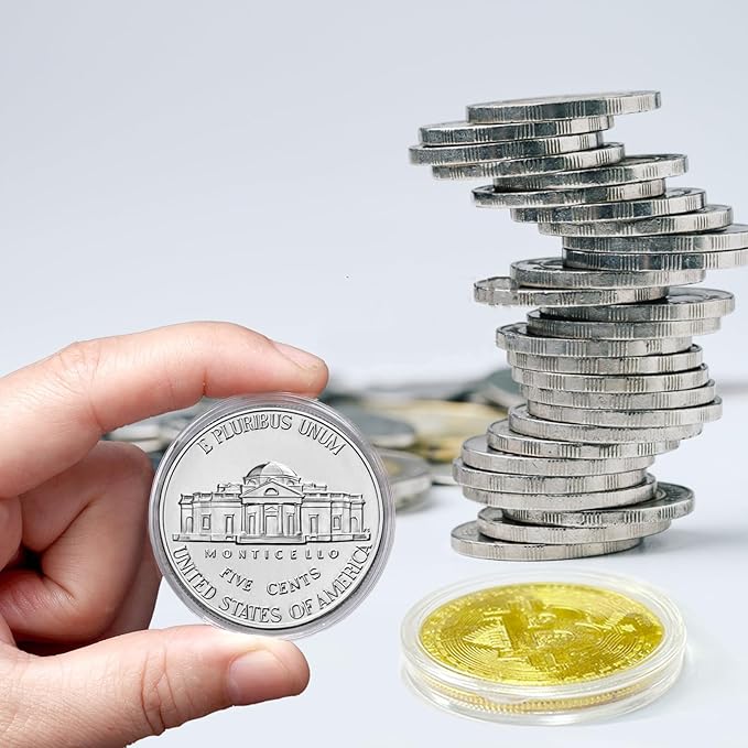 MUDOR Coin Holders for Nickel, 100 Pack Coin Storage Cases for Collectors, Plastic Coin Collection Protectors Capsules