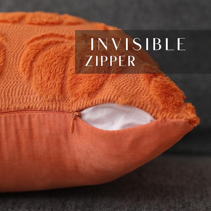 DFXSZ Fall Pillow Covers 12x20 2Pcs Orange Pumpkin Fall Decoration for Home | Fall decor Set of 2 Throw Pillow Cases Soft Plush Faux Fur Wool Couch Cushion for Chair Sofa Bedroom Living Room Home Decor