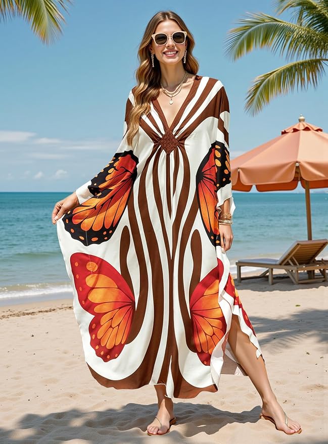 Mumu Dresses for Women Plus Size, Bohemian Kaftan Beach Cover Up Long Maxi Nightgown Soft Loungewear