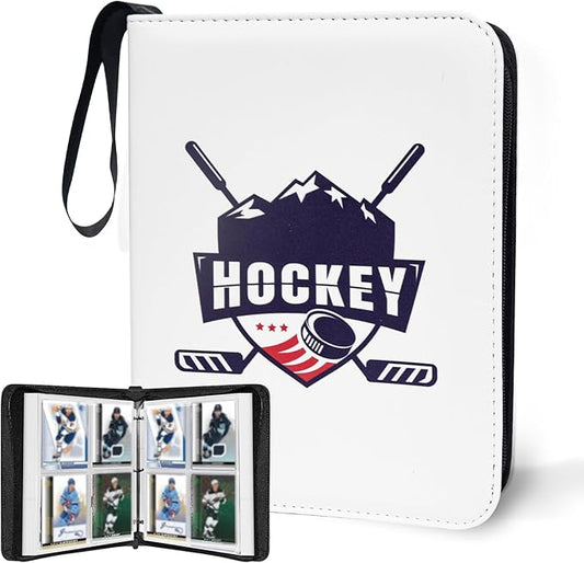 400 Pockets Hockey Card Binder for Hockey Trading Cards 2024 2025 2026 Collectors,Portable Waterproof Card Storage Book with Removable Sleeves,Compatible with Hockey,Football,Sports Game and TCG Cards
