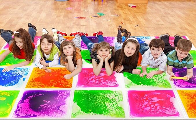 Art3d Liquid Sensory Floor Tiles 30 x 30 cm Playroom Dance Floor Square Colourful 4 Tiles