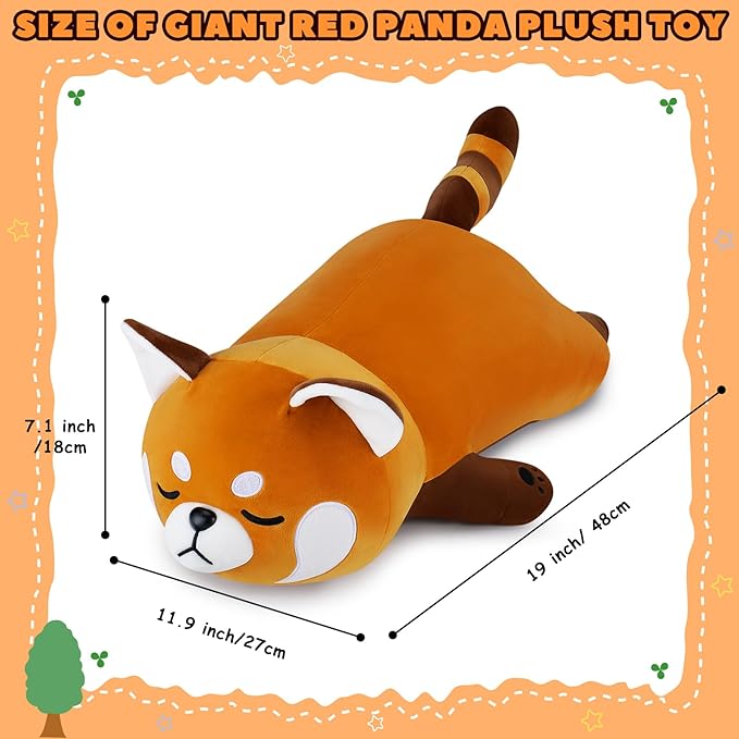 19'' Large Red Panda Plush Stuffed Animal- Cute Red Panda Plush Pillow Plushies, Big Plushie Toy, Cute Hugging Boby Pillow Stuffed Animal, Birthday Gifts for Kids Girls Boys