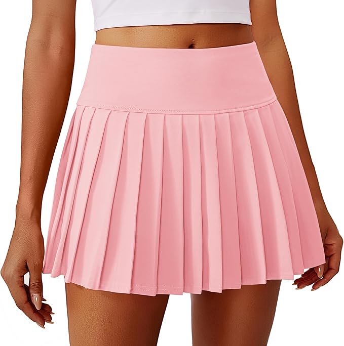 PINSPARK Pleated Tennis Skirts Mini Athletic Golf Skorts with Pocket | 14", High Waist, Lightweight, Quick Dry, Stretchy, Inner Shorts, Sun Protection, Pickleball, Casual, for Women