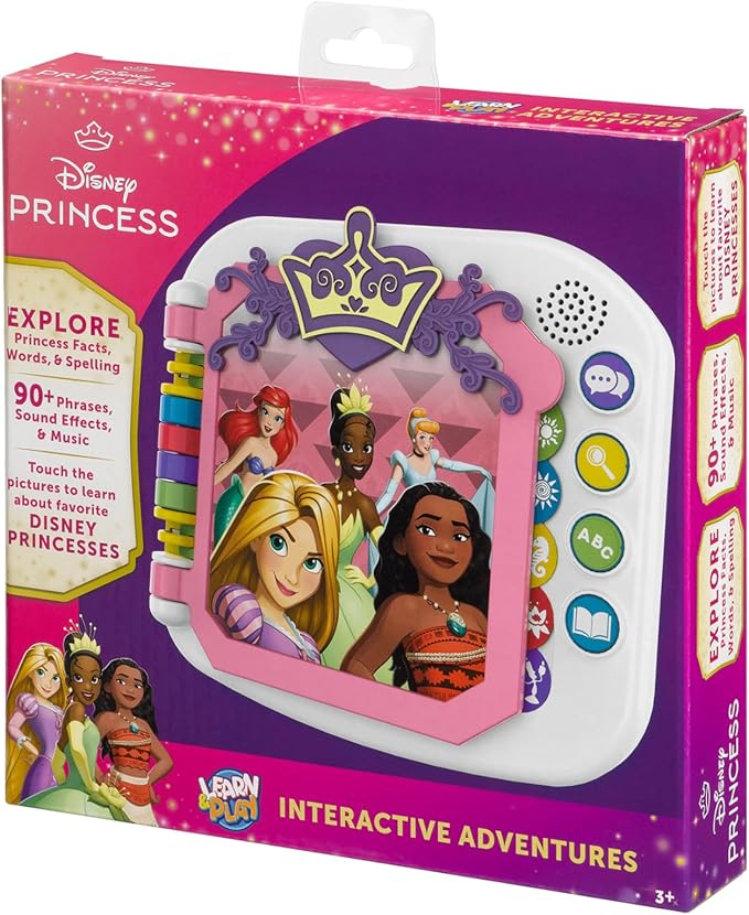 eKids Disney Princess Interactive Book with Preschool Learning Activities, Educational Toys for Toddlers and Fans of Disney Princess Toys