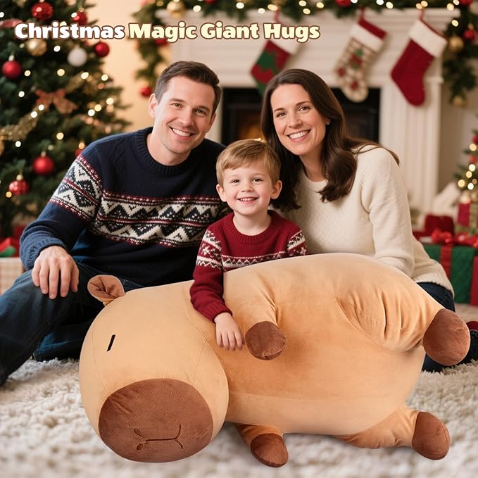 Giant Capybara Plush 30", Jumbo Soft Capybara Stuffed Animal, Giant Plush Toys Hugging Pillow for Stress Relief & Sleep Aid, Huge Cuddly Capibara Plushie Gift for Kids Adults