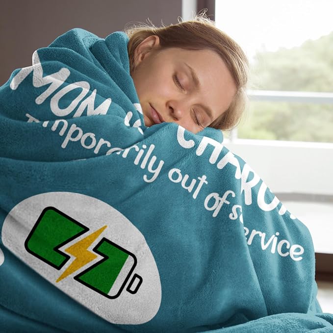 Craftique Mom Birthday Gifts, Funny Gifts for Mom- Mom's Charging Blanket | Mom Gifts for Women from Daughter Son Husband, Super Soft Blanket Throw for Napping Travel, 80”×60”