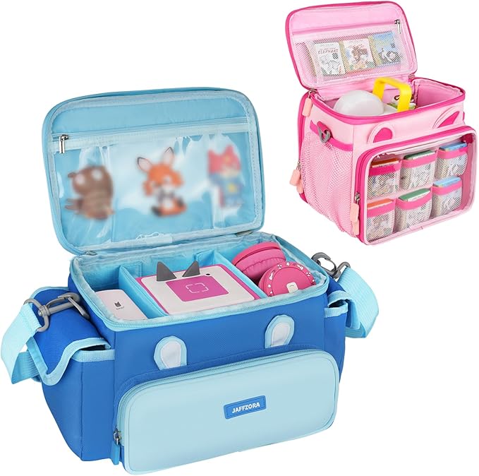 Carrying Case Compatible with Toniebox Starter Set Bundle, Travel Storage Bag Compatible with Little Tikes Story Dream Machine Books Starter Set, Pink&Blue(Bag Only)