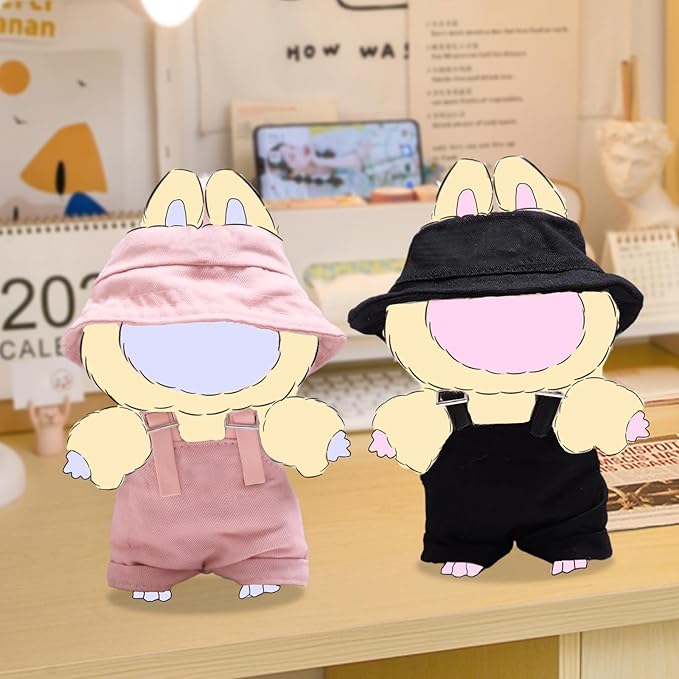 Clothes for Dolls, 2-Piece 17cm Clothes & Hat Set for Dolls, Exquisite Accessories for lebb, Doll Accessories Only Clothes (No Doll) (Pink)