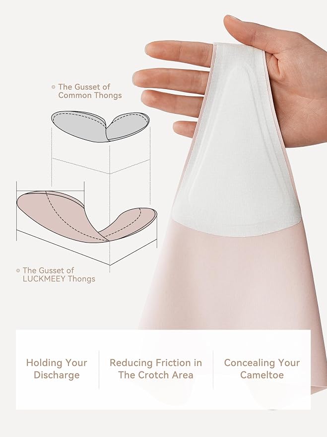 LUCKMEEY Cotton Thongs for Women Seamless Thongs for Women No Show Thong Panty Liners Workout G-String Thongs Underwear
