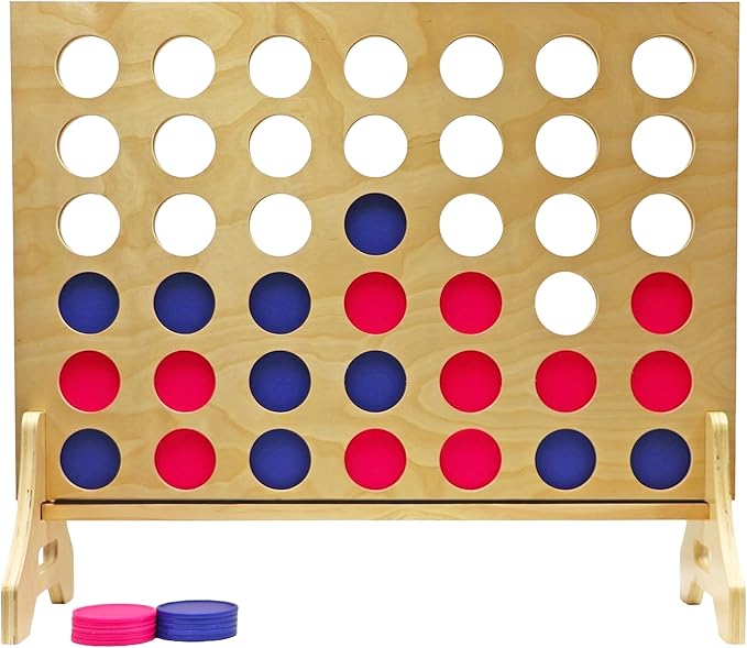 Tailgating Pros Premium Giant Four in a Row with Carrying Case - Jumbo Oversized Outdoor Yard Game - Connect Multiple Pucks in a Row to Win - Many Puck Colors Available!