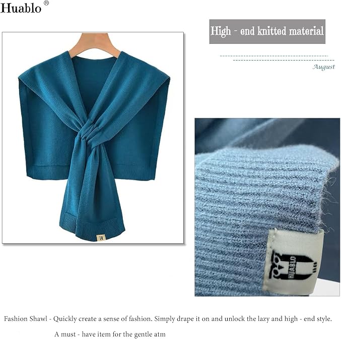 huablo Women's Fashion Knitted Shawl - Khaki Sweater Shawl for Air-Conditioned Rooms